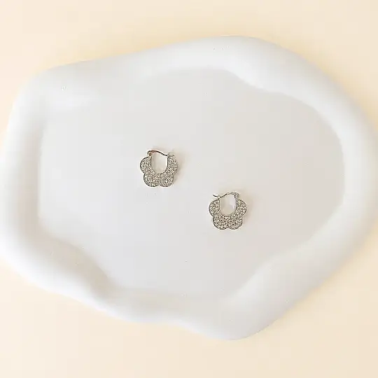 Taşlı Silver Çiçek Küpe - 3